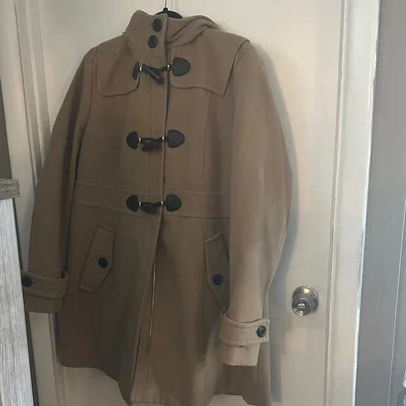 Women's Tan Toggle Coat - Picture 2 of 10